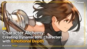 Fantasy RPG character in dynamic pose with expressive face and flowing fabric