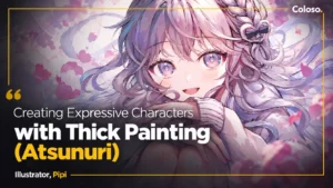 Anime girl with flowing hair painted in transparent thick painting style