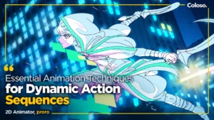 Anime swordsman mid-action with speed lines, smoke and debris effects