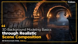Realistic dungeon game environment with props stone walls and moody lighting in Unreal Engine