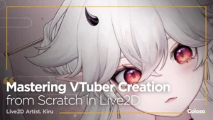 Anime VTuber girl model with rigging meshes in Live2D editor
