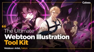 Vertical webtoon panels showing dramatic action scene with colored characters